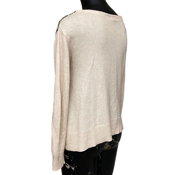 Anthropologie MOTH Cotton-Blend Marled Cream Sweater Size Small - Picture 5 of 8